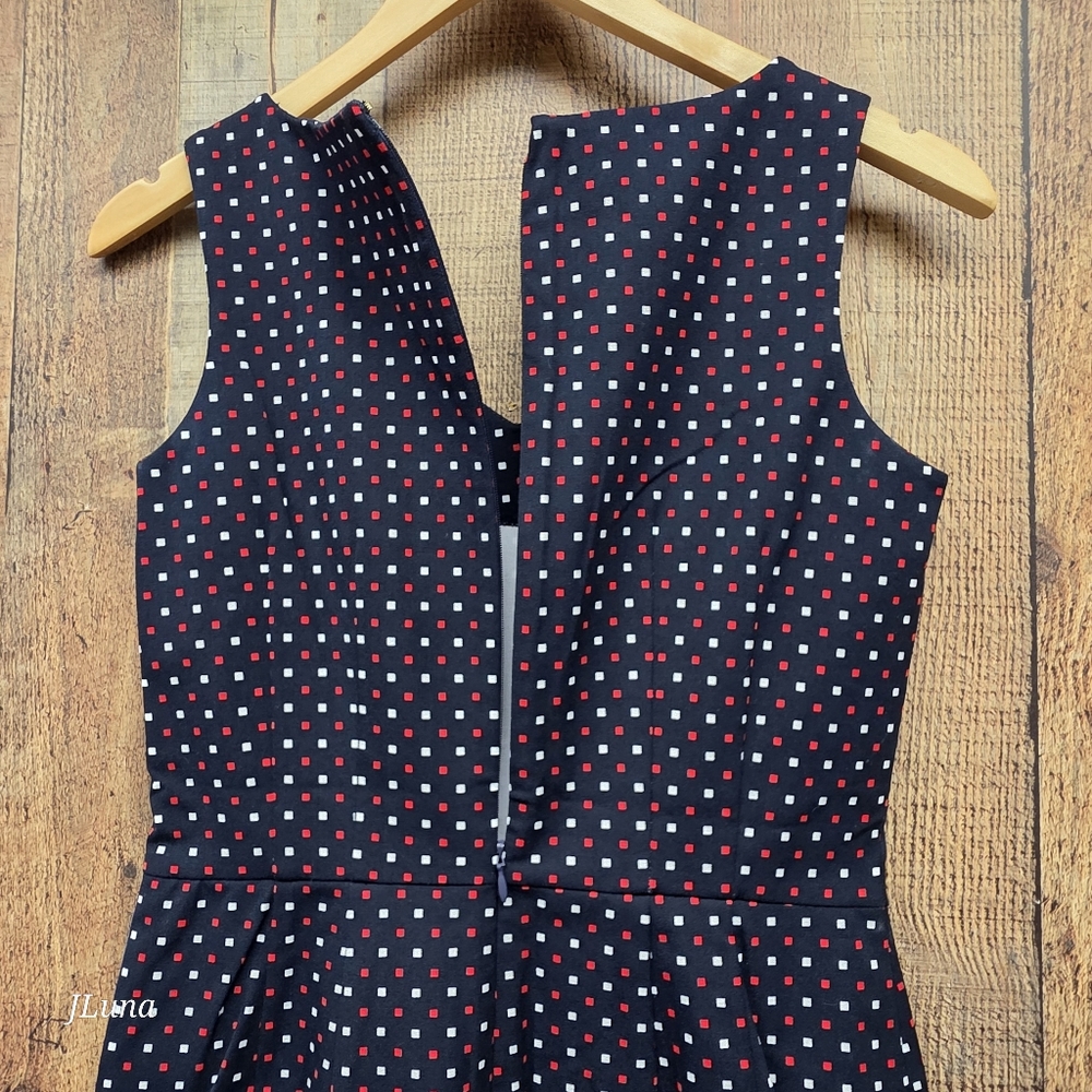 Tommy Hilfiger Womens Sheath Dress Sleeveless Navy Red White Polka Dots Size 2 - Picture 9 of 11